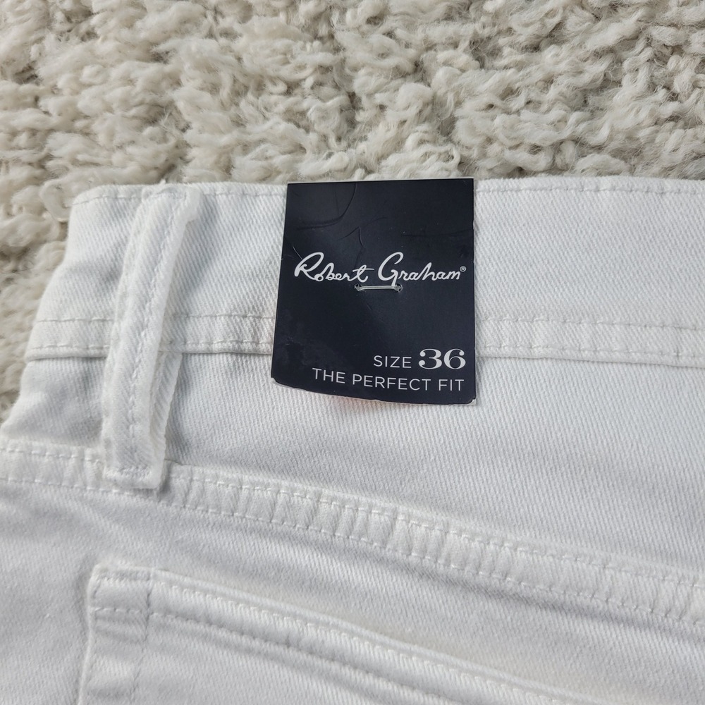 Robert Graham Perfect Fit Jeans Men's 36x33.5 White Straight Leg Trousers NEW - Picture 12 of 14